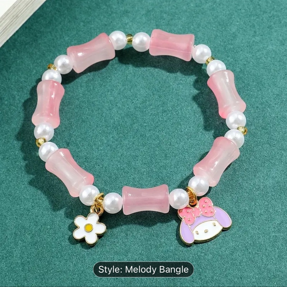 Girls Bracelet Pink Beaded‎ Elastic Rope Bracelet My Melody Jewelry